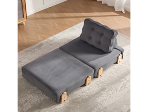 Fauteuil convertible <strong>DESMIU</strong> <strong></strong> Velours côtelé gris vendu A l'unité