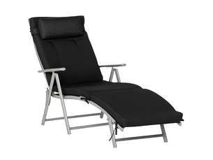 Bain de soleil pliable dossier réglable textilène noir 137 x 63.5 x 100.5 cm