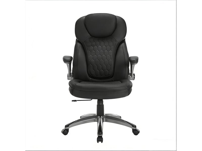 Fauteuil de bureau exécutif noir à dossier haut, basculant et réglable avec accoudoirs rabattables et roulettes  - Conforama A