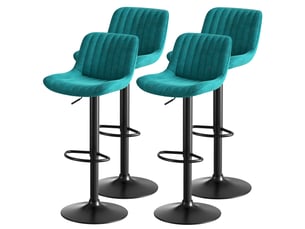 Chaise de bar pivotante réglable en hauteur avec dossier ergonomique en velours bleu