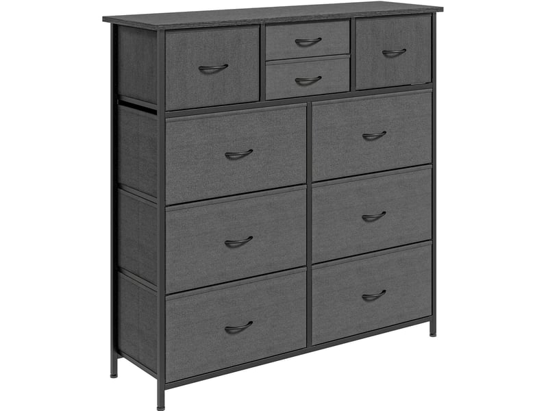  Commode avec 10 tiroirs en tissu, pieds réglables et structure en acier, pour chambre et salon, 100 × 30 × 100 cm  - Conforama A