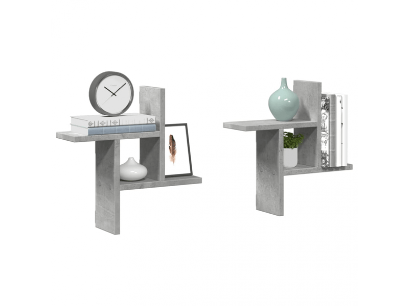  Étagères murales 2 pcs gris béton 38x12x38 cm bois d'ingénierie- comfortxl  - Conforama B