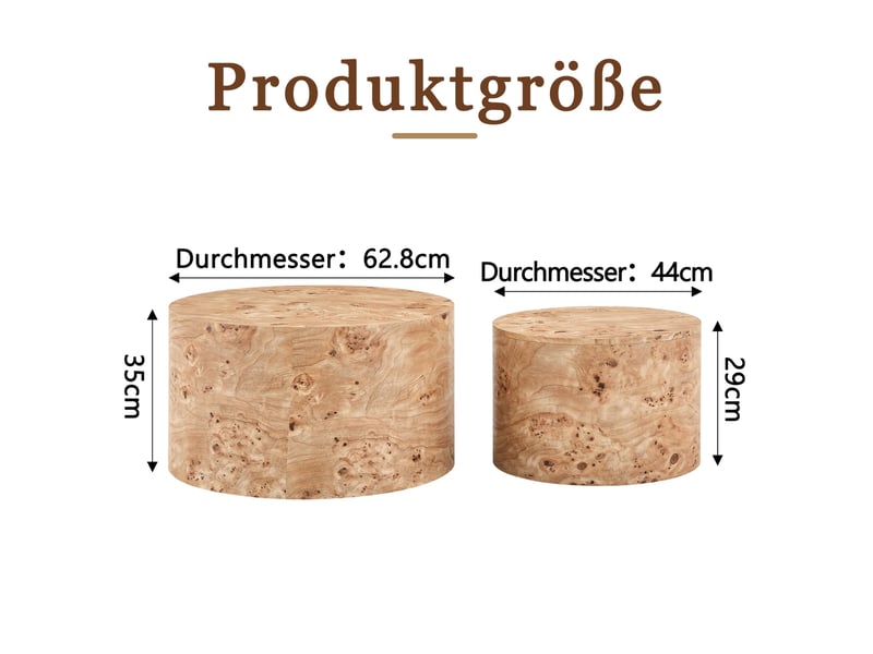  Lot de 2 tables basses gigognes 62,8x62,8x35 cm avec rangement mdf bois  - Conforama E