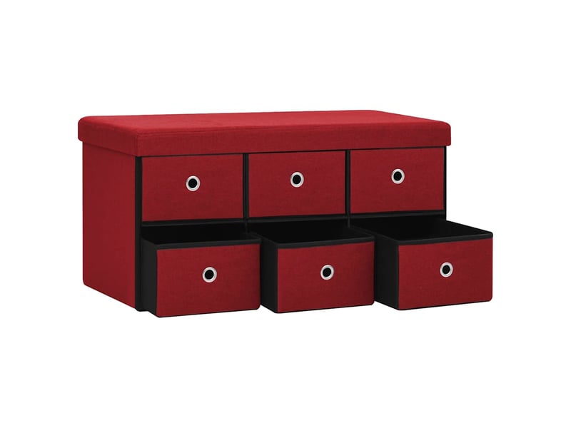  Banc chambre, banc de rangement pliable bordeaux 76x38x38 cm faux lin  - Conforama E