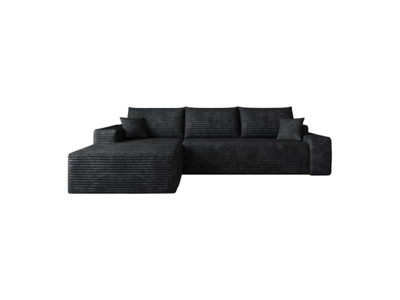 Canapé d'angle modulable 270 cm noir en l, chaise longue, assise profonde, sans montage, canapé compressible - Conforama E