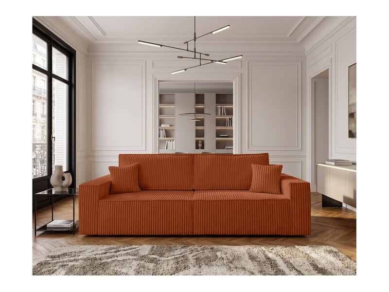  Farah - canapé droit 3 places convertible en velours cotelé épais  - Conforama B