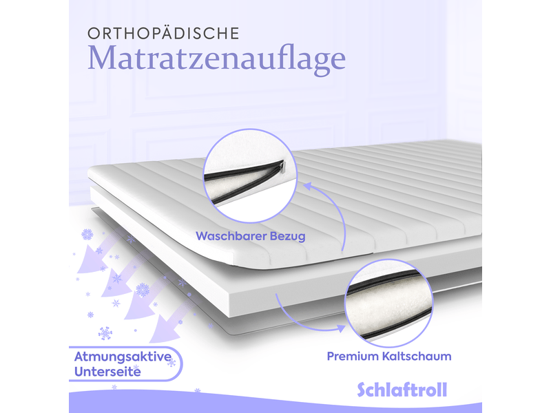  Topper gel 160x200 cm 8 cm d’épaisseur 7 zones topper de matelas soulagement de la pression respirant rafraîchissant  - Conforama B