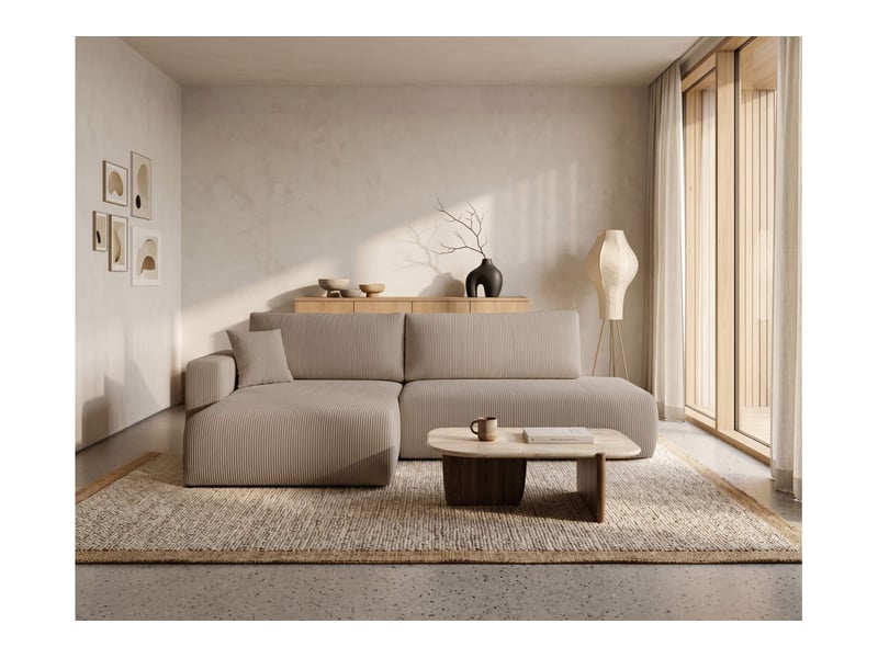  Alya - canapé d'angle max fixe et convertible 5 places en velours côtelé  - Conforama B