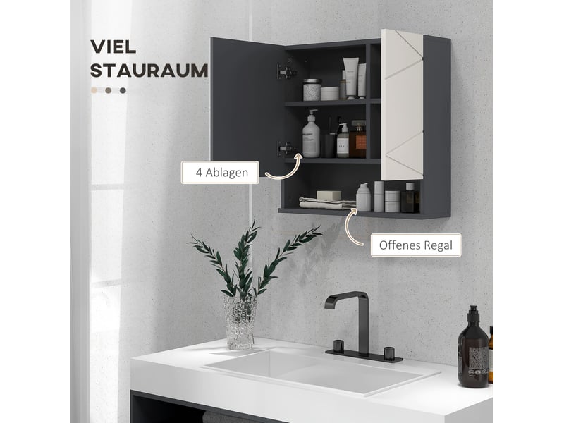  Armoire de toilette murale avec miroir et étagères 55 x 17 x 55 cm  - Conforama D