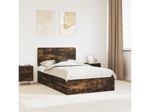Lit adulte, lit semi-double, cadre de lit chêne fumé 135x190cm bois ingénierie cf5827