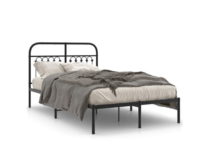 Lit double- lit adulte -  cadre de lit métal sans matelas avec tête de lit noir 120x190cm  - Conforama A