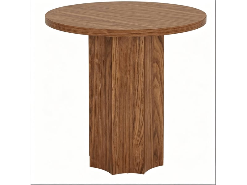 Table de salle à manger pour 2 à 4 personnes avec plateau rond et base centrale en mdf marron 80 × 80 × 75,5 cm - Conforama A
