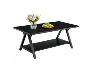 Table basse rectangulaire coloris noir FLORAGRACE - 57 cmx110 cm