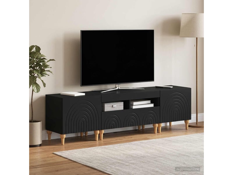  Ensemble de 3 meubles tv led noir bois d'ingénierie shl59095  - Conforama C
