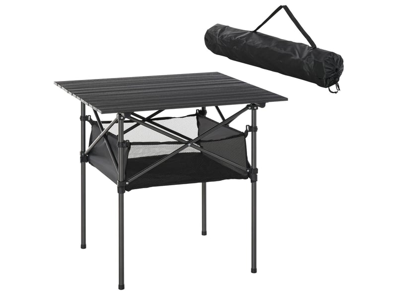  Table 70 x 70 x 69 cm pliante en aluminium légère et transportable sac filet intégré coloris noir  - Conforama A