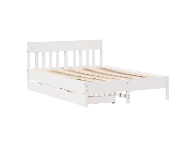  Lit double- lit adulte -  cadre de lit sans matelas blanc 120x190 cm bois de pin massif  - Conforama B