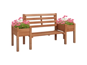 Banc de jardin avec jardinières, en bois, 184 cm x 59 cm x 95 cm, marron