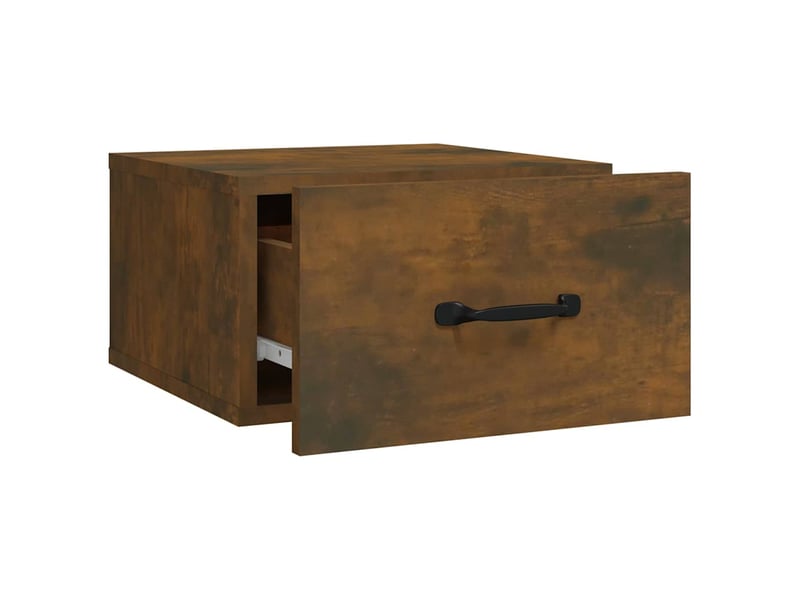  Lot de 2 tables de chevet - cabinet de chevet - table de nuit murales chêne fumé 35x35x20 cm  - Conforama E