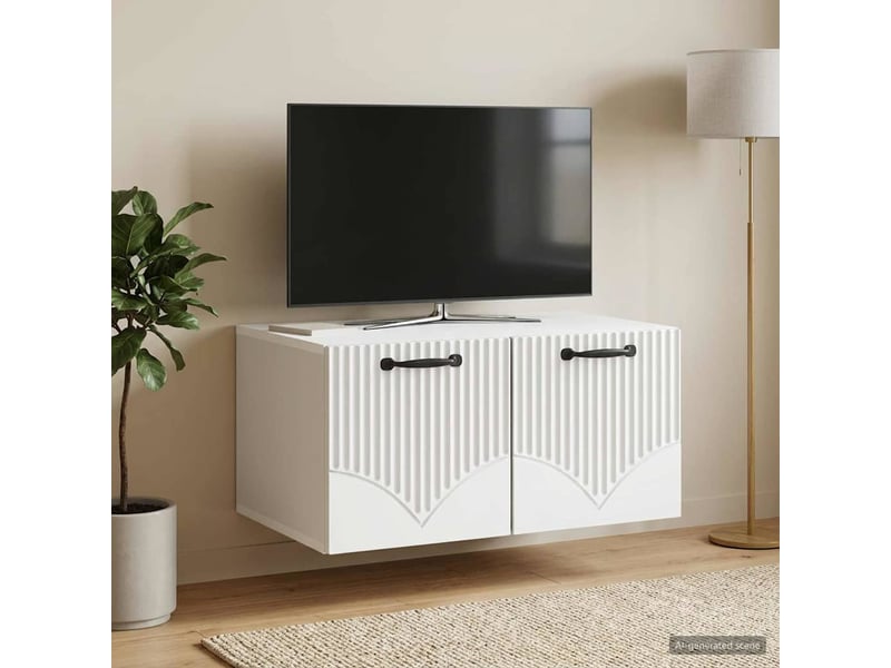 Meuble tv - banc tv - meuble de rangement mural blanc 59,5 x 41 x 30 cm bois d'ingénierie - Conforama B