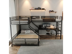 Lit superposé 90x200 cm <strong></strong> <strong>CozyNest</strong> coloris noir