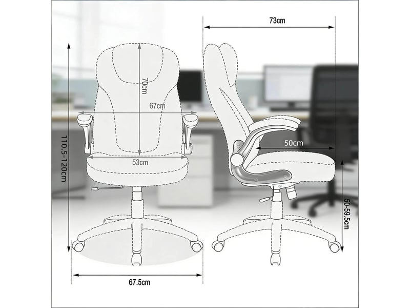  Chaise de bureau à dossier haut, basculante et réglable - lpospi - accoudoirs rabattables, pu et maille - marron  - Conforama D