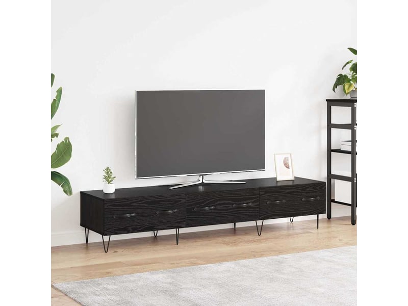  Meuble tv - banc tv - meuble de rangement 150 x 36 x 30 cm chêne noir bois d'ingénierie  - Conforama B