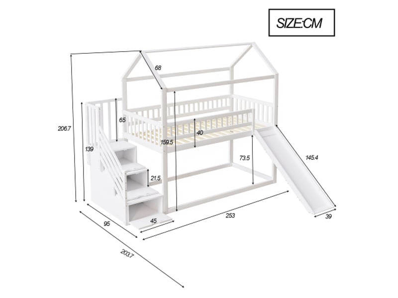  Lit superposé 90x200 cm coloris blanc bois massif lit enfant blanc - Conforama C
