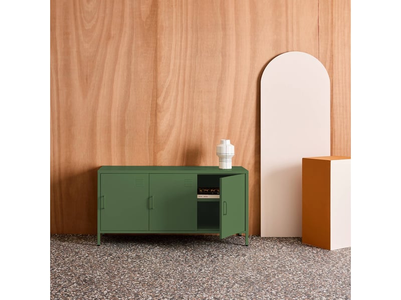  Meuble tv industriel métal vert 3 portes 120cm - alabama  - Conforama E