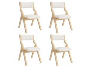 Lot de 4 chaises de salle à manger pliantes,avec structure en bois,lin,beige