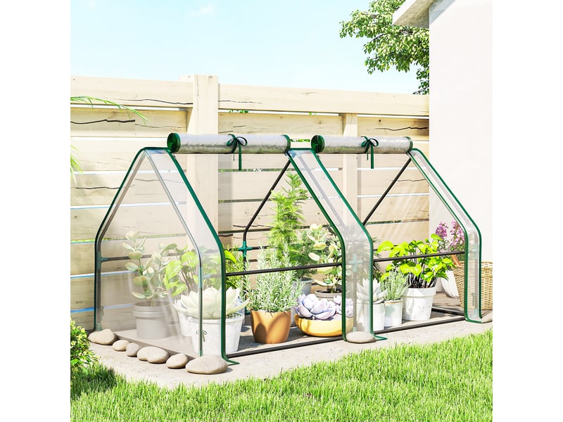 Serre avec fenêtre zippée, serre d'hiver en acier transparent, 180 x 90 x 90 cm - Conforama D