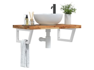 Étagère de vasque | étagère murale acier et bois massif d'acacia shl7083