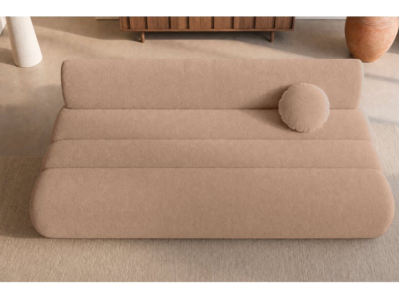  Bordilla - canapé droit convertible tissu chenille 3 places café  - Conforama E