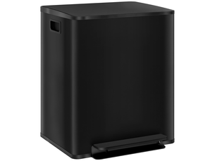 Poubelle à pédale 2x25l en acier inoxydable noir 47,7x37,5x56 cm