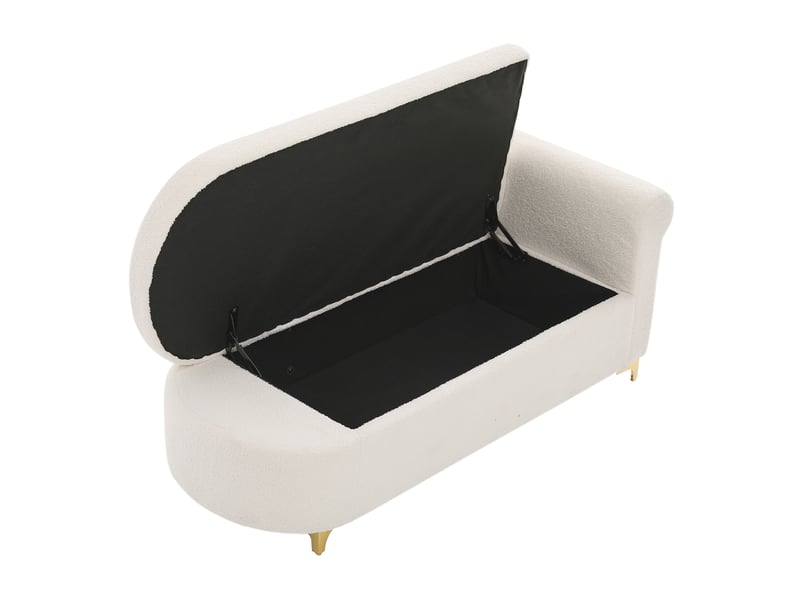  Méridienne fixe avec rangement 134x64x70 cm tissu effet peau lainée beige clair  - Conforama E