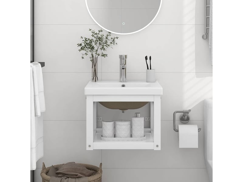  Cadre de lavabo de salle de bain vasque à encastrer blanc fer shl8405  - Conforama B
