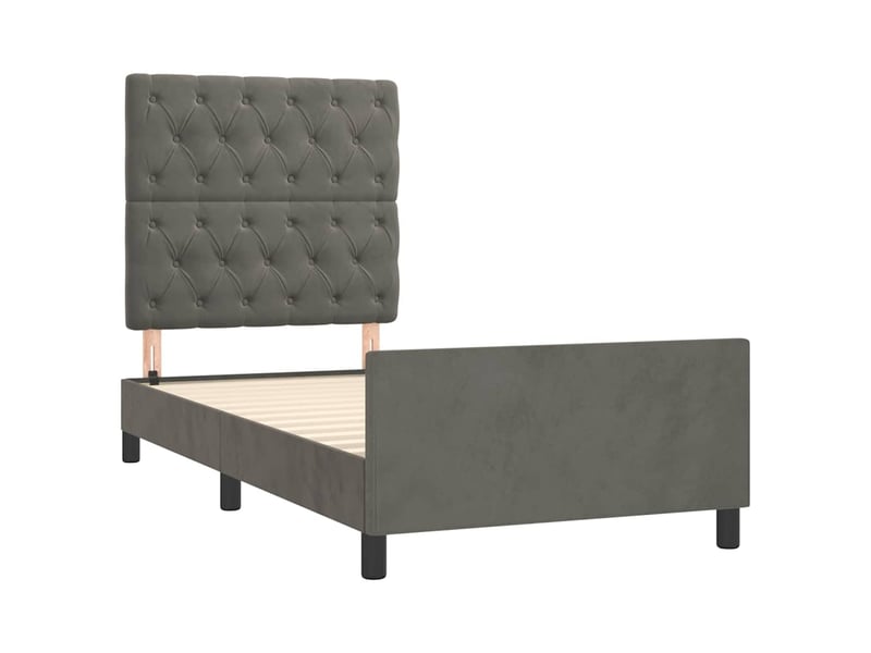  Lit simple- lit adulte -  cadre de lit sans matelas gris foncé 80x200 cm velours  - Conforama C