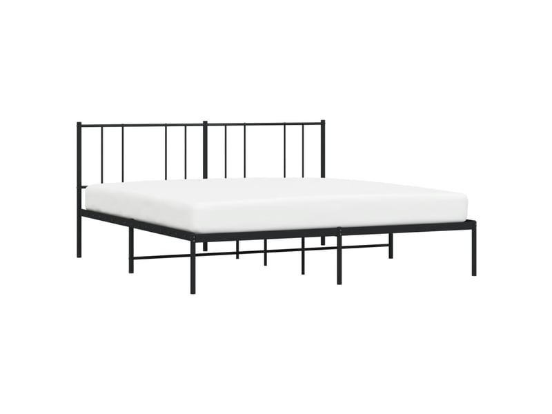  Lit double- lit adulte -  cadre de lit métal sans matelas et tête de lit noir 180x200 cm  - Conforama D