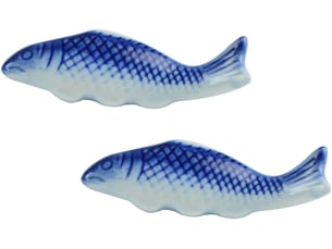 Porte-cuillère et repose-baguettes céramique poisson lot de 2 pour accessoires la cuisine et repas convivial