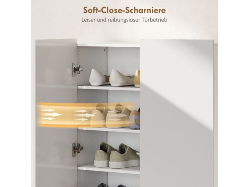 Meuble à chaussures blanc bois 5 niveaux pour 20 paires avec étagères réglables pour entrée et couloir  - Conforama E