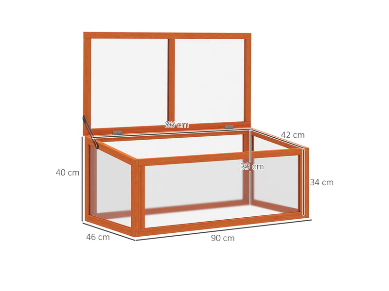 Serre frühbeet en bois et polycarbonate - orange - résistant aux intempéries - toit ouvrant 90x46x40cm - Conforama C