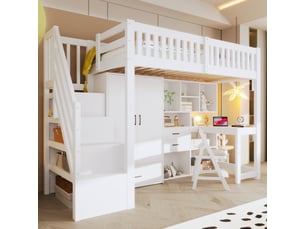 Lit mezzanine 90x200 cm <strong></strong> <strong></strong> coloris blanc