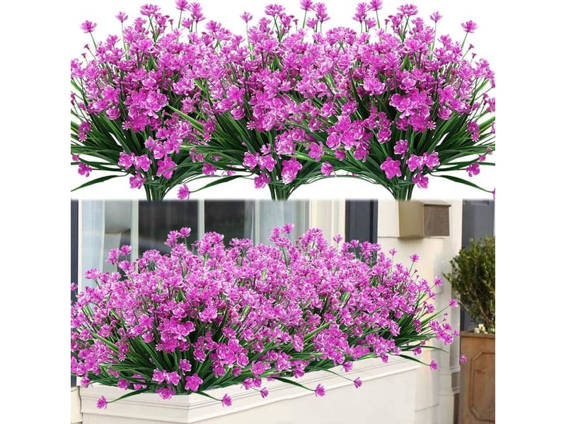  8pcs plantes artificielles et fleurs pour les extérieurs, résistantes aux rayons uv  - Conforama A