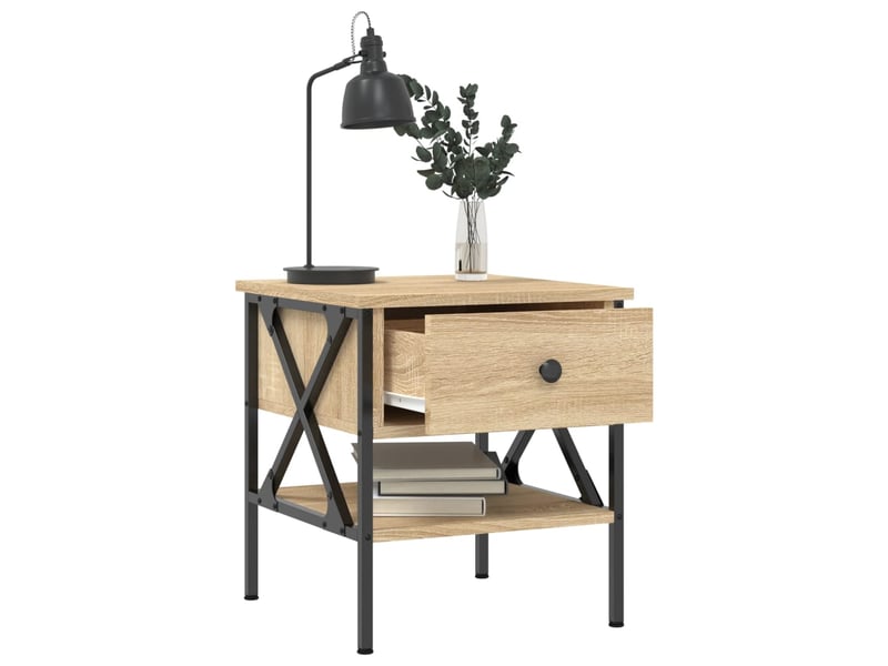  Lot de 2 tables de chevet - cabinet de chevet - table de nuit chêne sonoma 40x42x45 cm bois ingénierie  - Conforama C