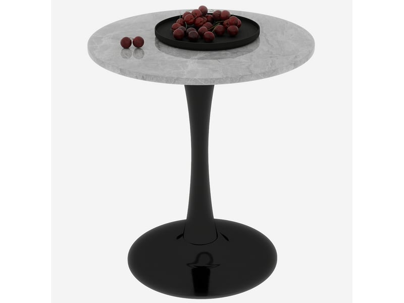  Table à manger ronde en marbre artificiel noir et gris - 70 x 70 x 72 cm  - Conforama A