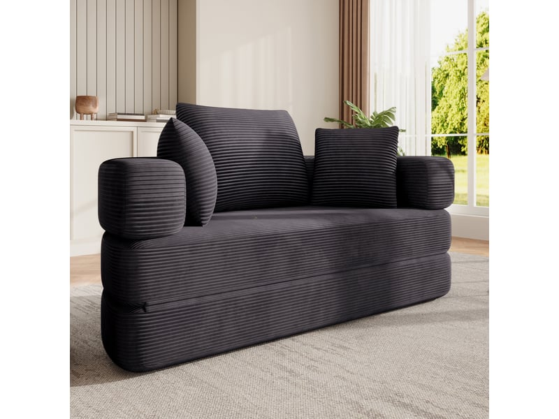 Canapé-lit pliant ovale sans pieds, avec coussins, modulaire, tissu velours côtelé, 173 x 176 cm, appartement, salon, chambre  - Conforama D