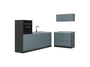 Vicco cuisine, bleu-grisanthracite, 220cm plan de travail marbre