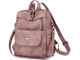 Sac à dos femme en cuir, petit format – imperméable, anti-vol, bandoulière pour ladies-rose