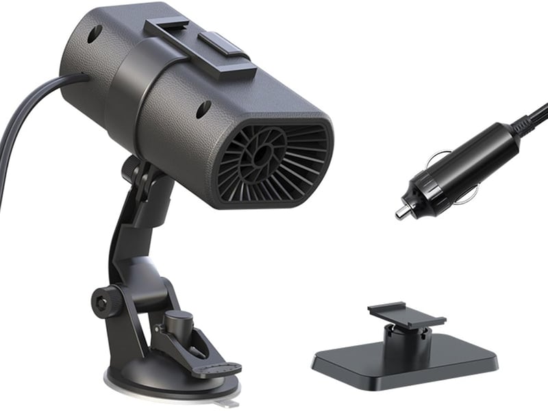  Dégivreur de pare-brise portable 12 v, chauffage rapide, dégivreur et désembueur, réglage à 360 degrés, avec base à ventouse, 150 w, noir FC-LJY-01287JY - Conforama A