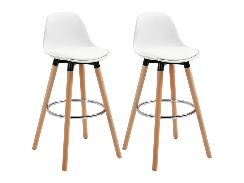  Lot de 2 tabourets de bar rembourrés en pu, tabourets de cuisine hauts avec assise, 69 cm, 43 x 43 x 91 cm, blanc  - Conforama B