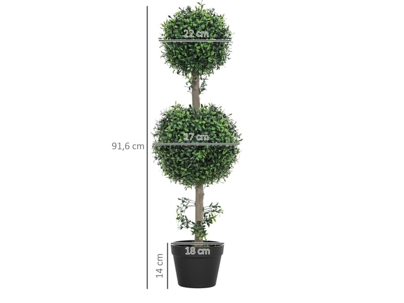  Plante artificielle en pot avec protection uv, lot de 2, plastique vert, pour intérieur et extérieur, 91,4 cm  - Conforama D